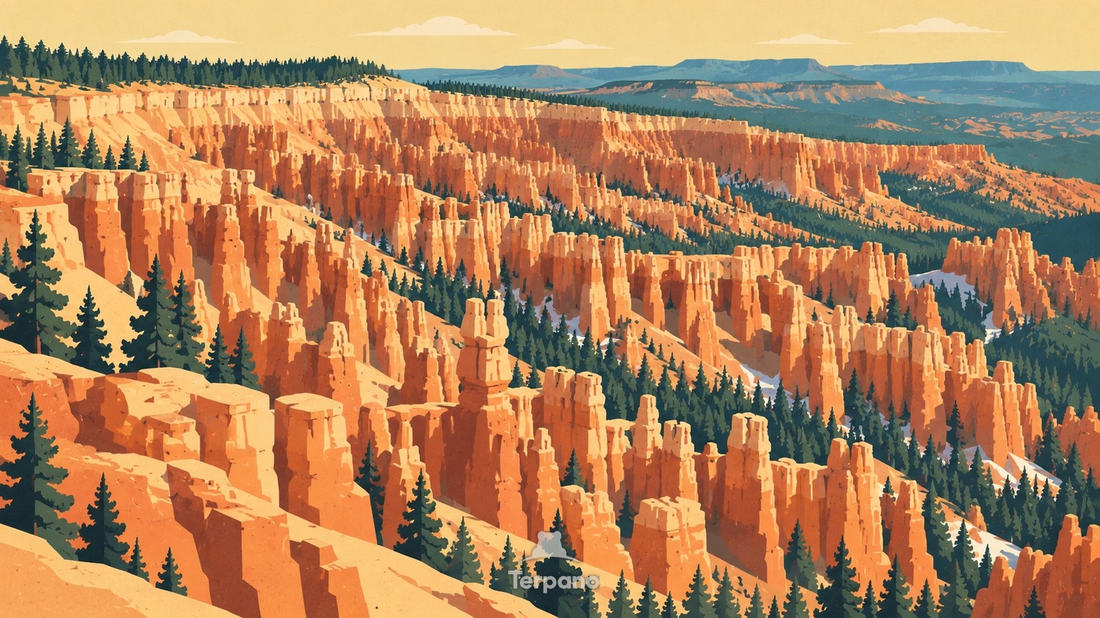 Der Hoodoo-Wald im Bryce Amphitheater — Originalillustration von Bryce Amphitheater, Utah, USA