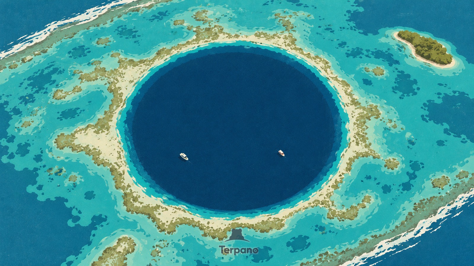 Das Great Blue Hole im Lighthouse Reef — Originalillustration von Great Blue Hole, Lighthouse Reef, Belize