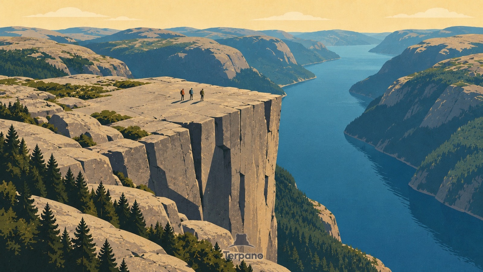 Preikestolen au-dessus du Lysefjord — illustration originale de Preikestolen, Rogaland, Norvège