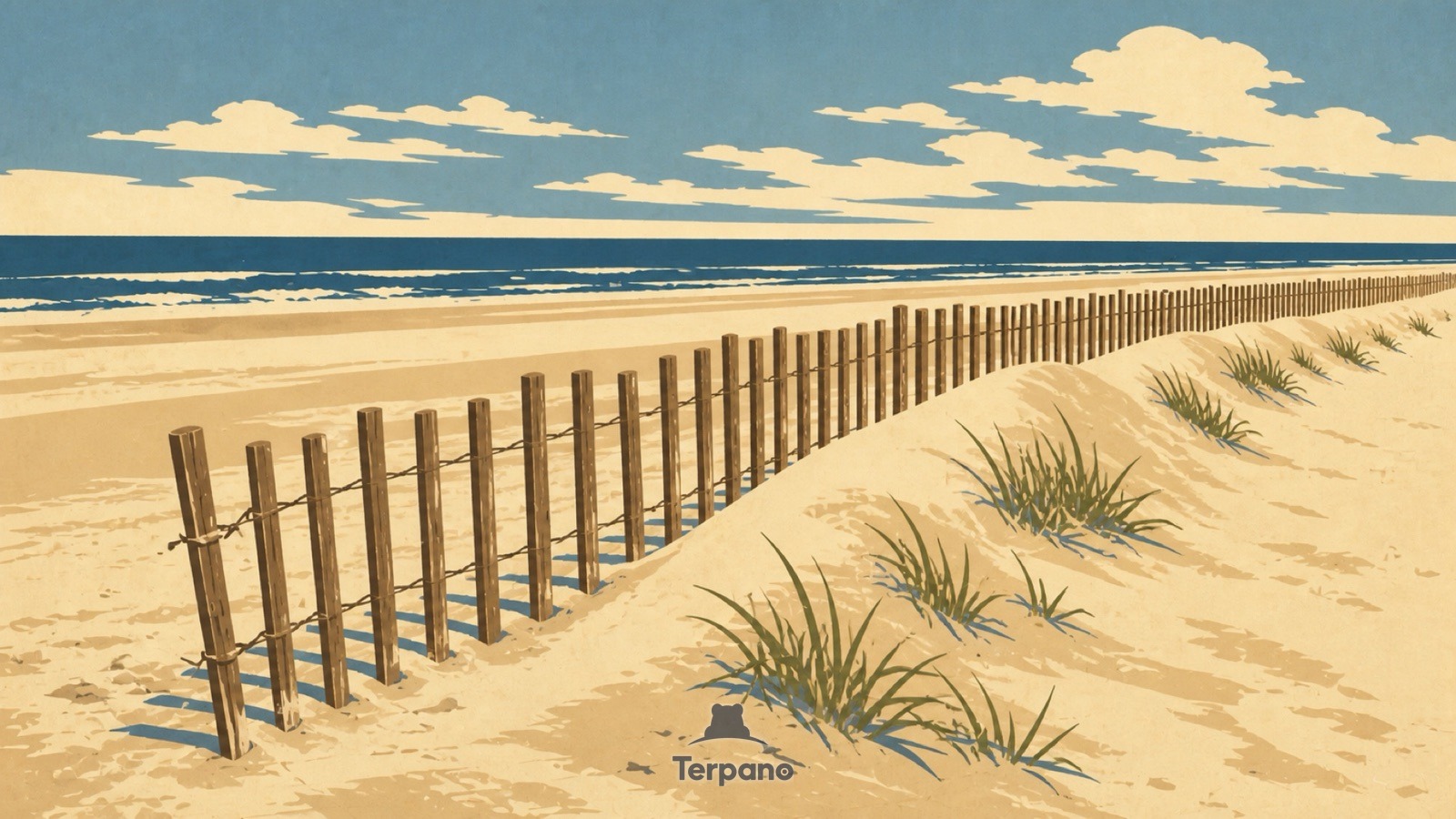 Sandzaun-Düne — Originalillustration von Nordsee-Dünenküste