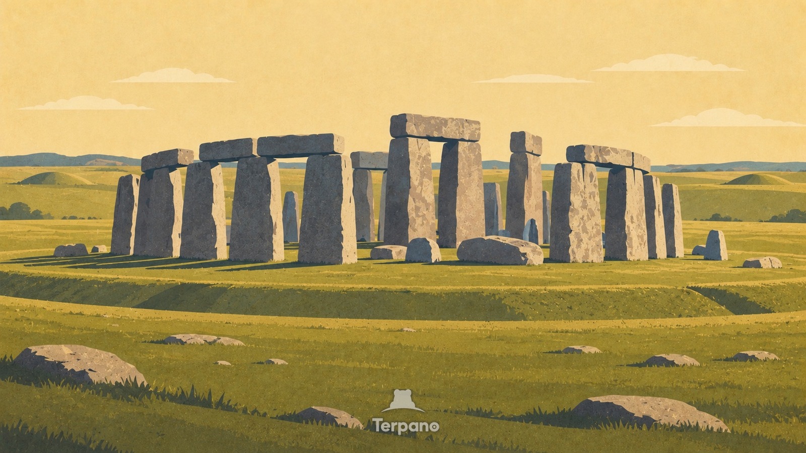 Stonehenge sur la plaine de Salisbury — illustration originale de Stonehenge, Wiltshire, Angleterre