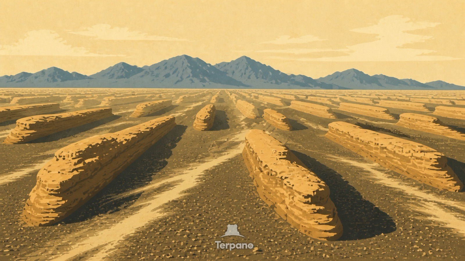 Yardang-Korridor — Originalillustration von Östliches Tarimbecken, China