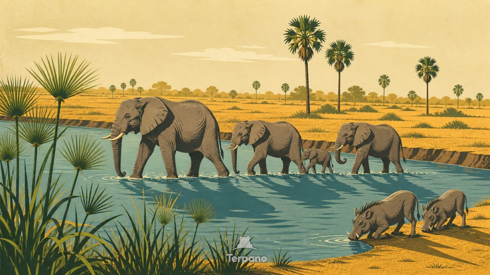 Okavango Region, Botswana — original illustration of Okavango Region, Botswana