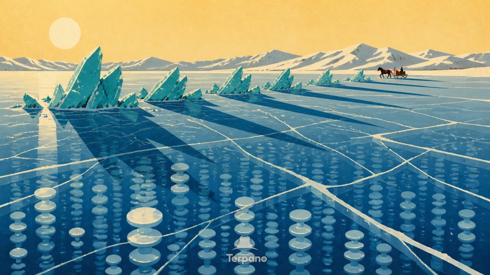 Bubble Ice Lake — original illustration of Lake Baikal, Siberia