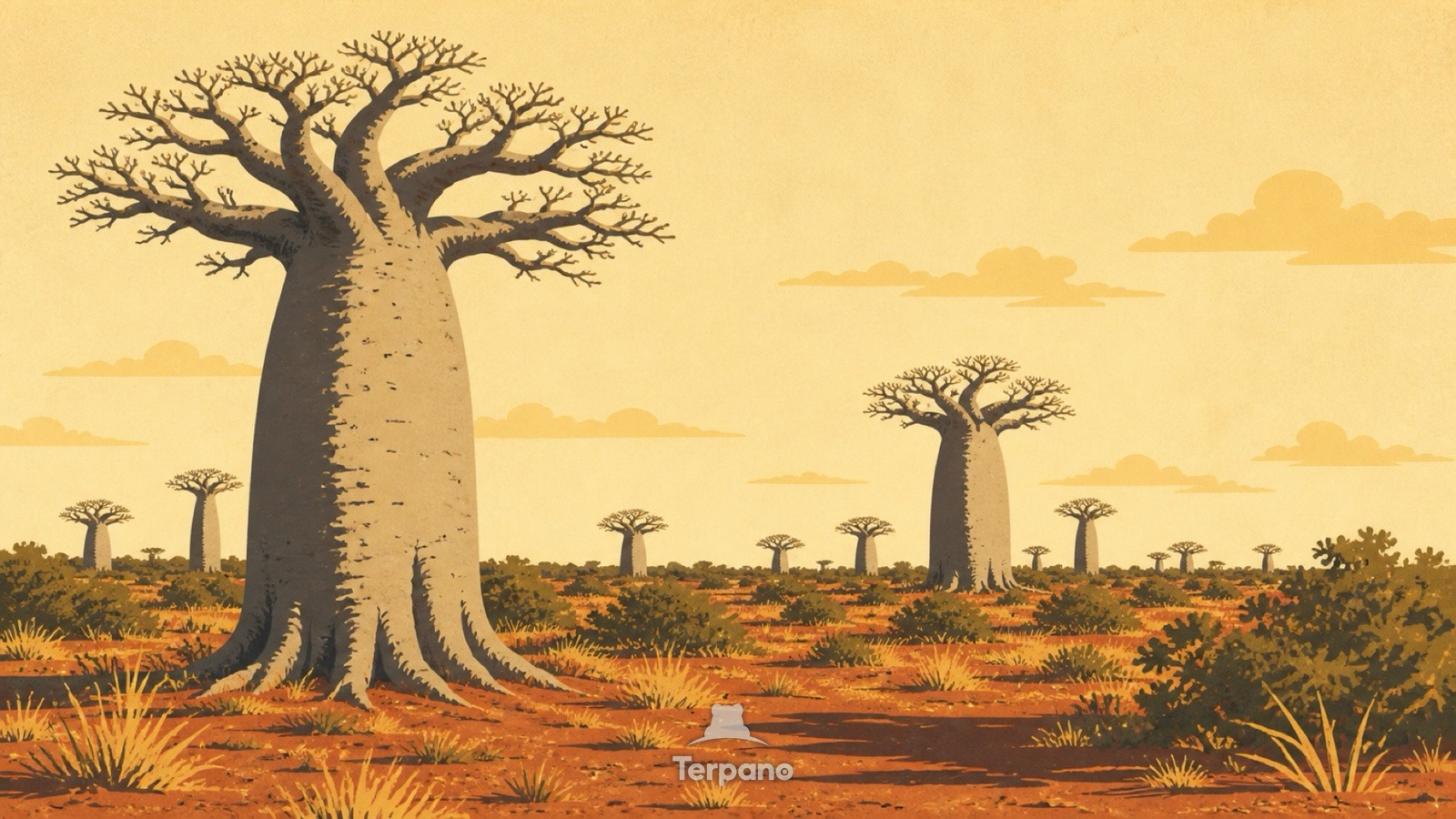 Trockensavanne der Baobabs — Originalillustration von Westmadagaskar
