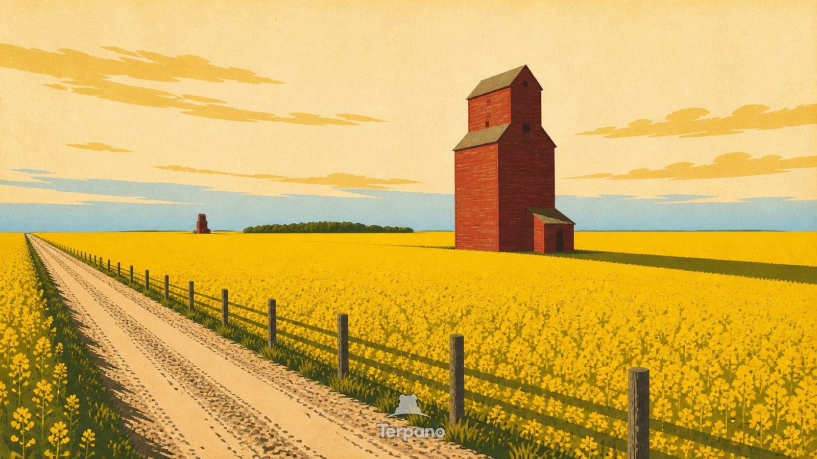 Saskatchewan Prairies, Canada — original illustration of Saskatchewan Prairies, Canada