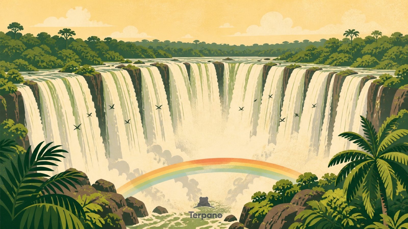 Subtropical Curtain Falls — original illustration of Iguazu Region, Brazil/Argentina