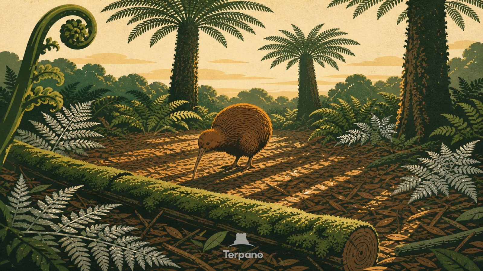 North Island, New Zealand — original illustration of North Island, New Zealand