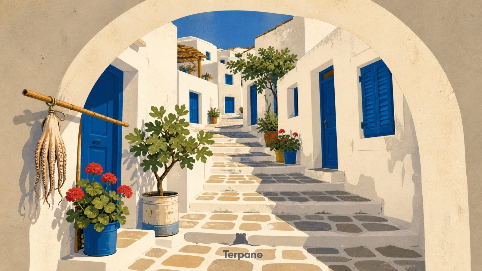 Cyclades, Greece — original illustration of Cyclades, Greece
