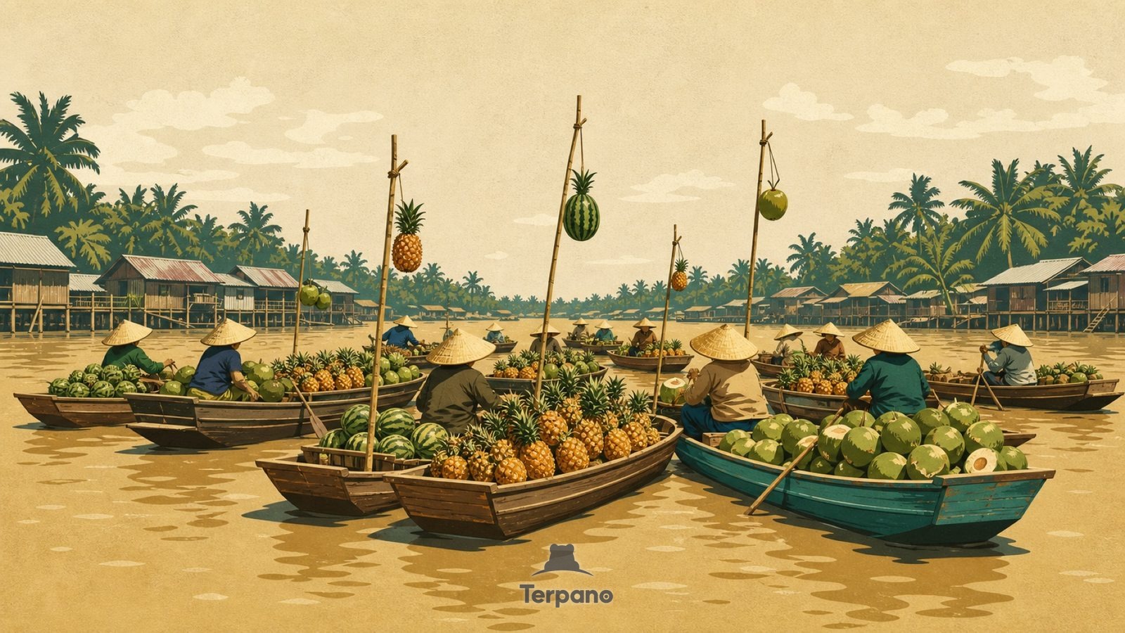 Mekongdelta, Vietnam — Originalillustration von Mekongdelta, Vietnam