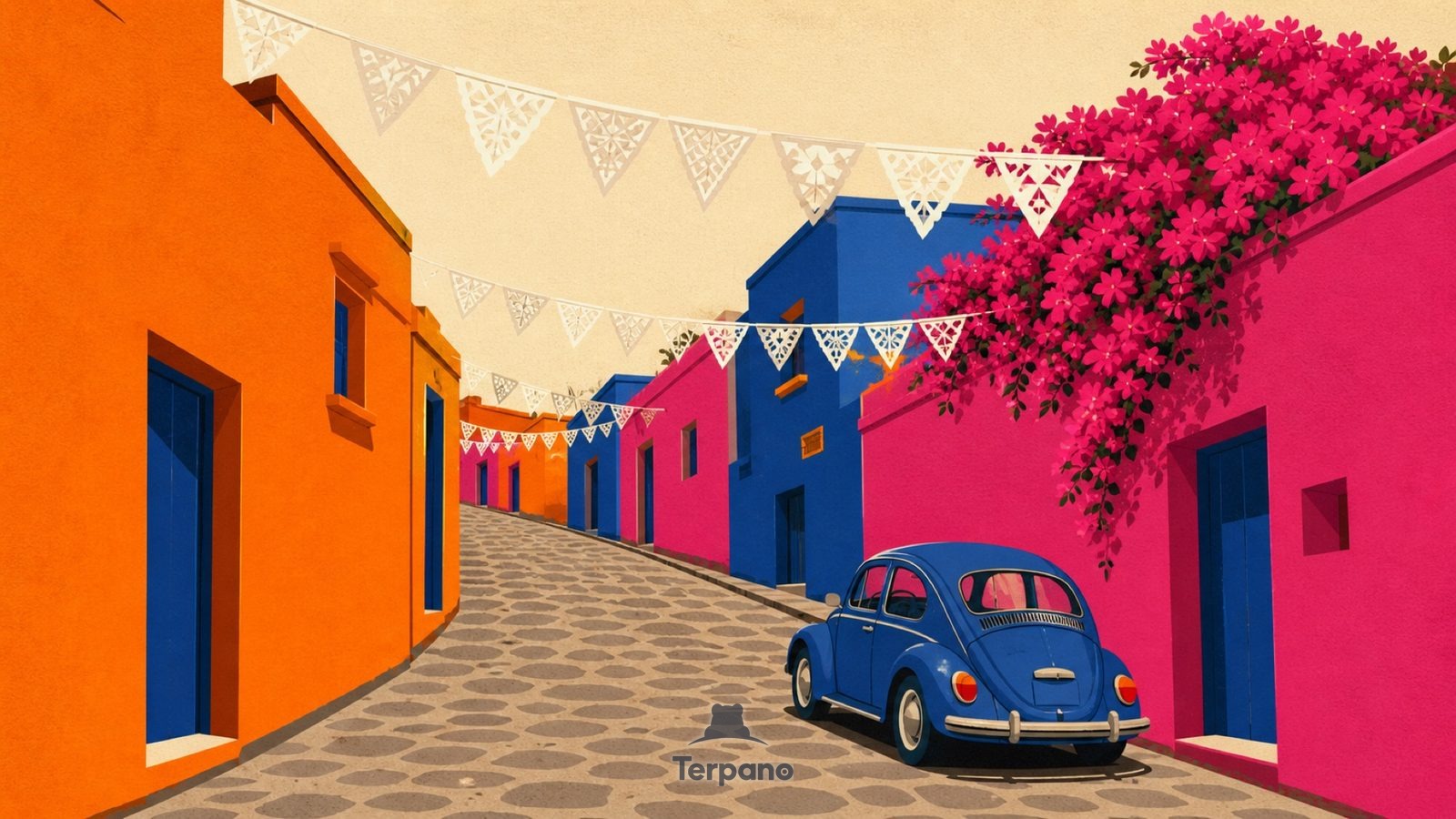 Highland Color Lane — original illustration of Central Mexican Highlands