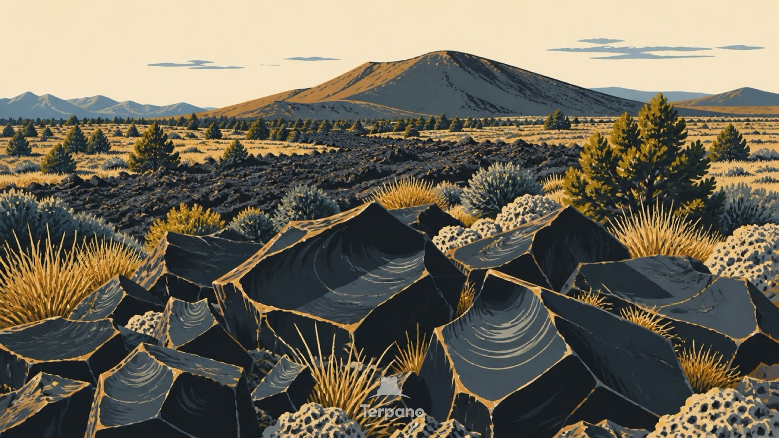 Obsidian-Lavafeld — Originalillustration von Transmexikanischer Vulkangürtel