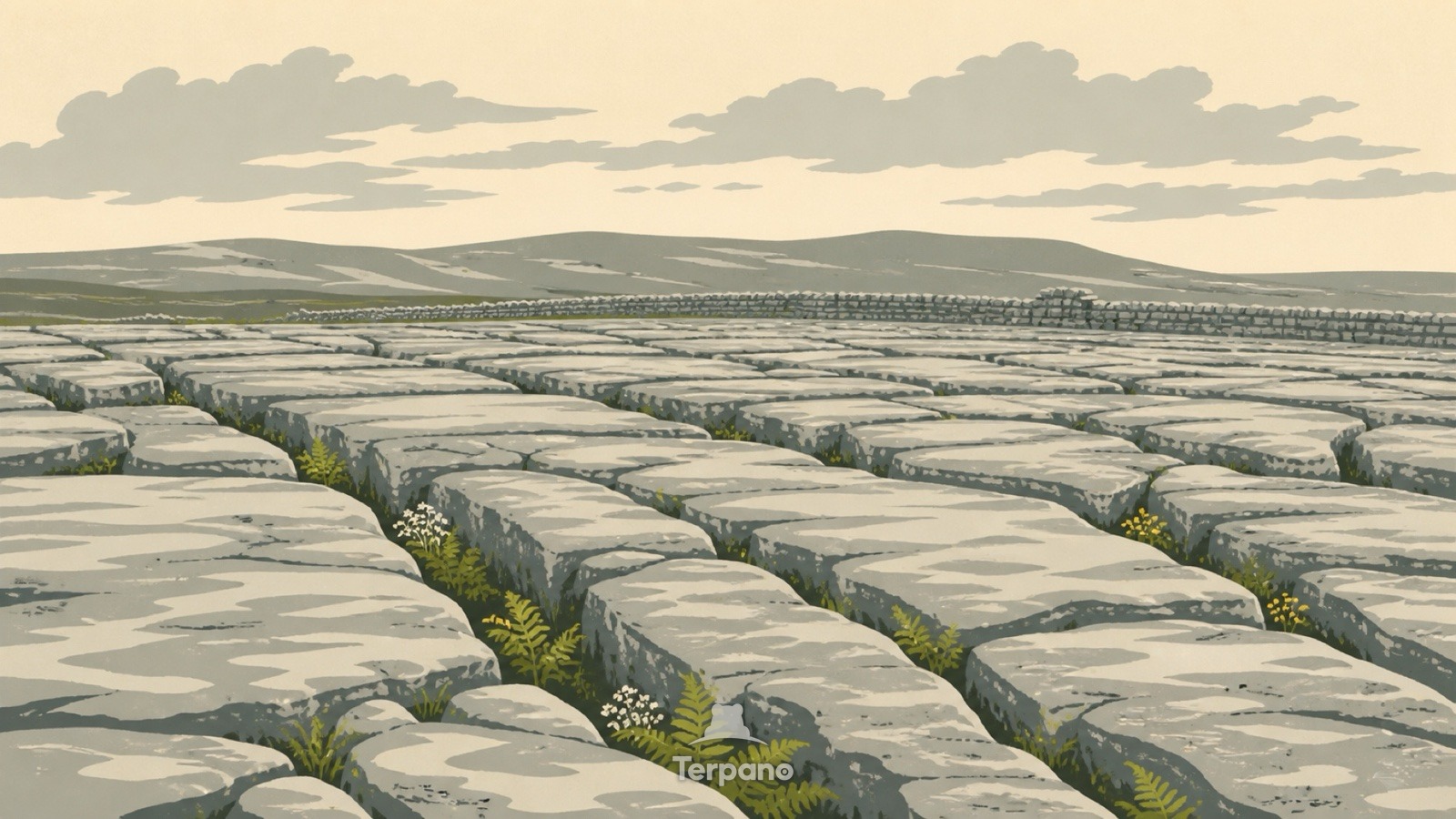 Kalksteinpflaster — Originalillustration von Kalksteinhochland Nordenglands