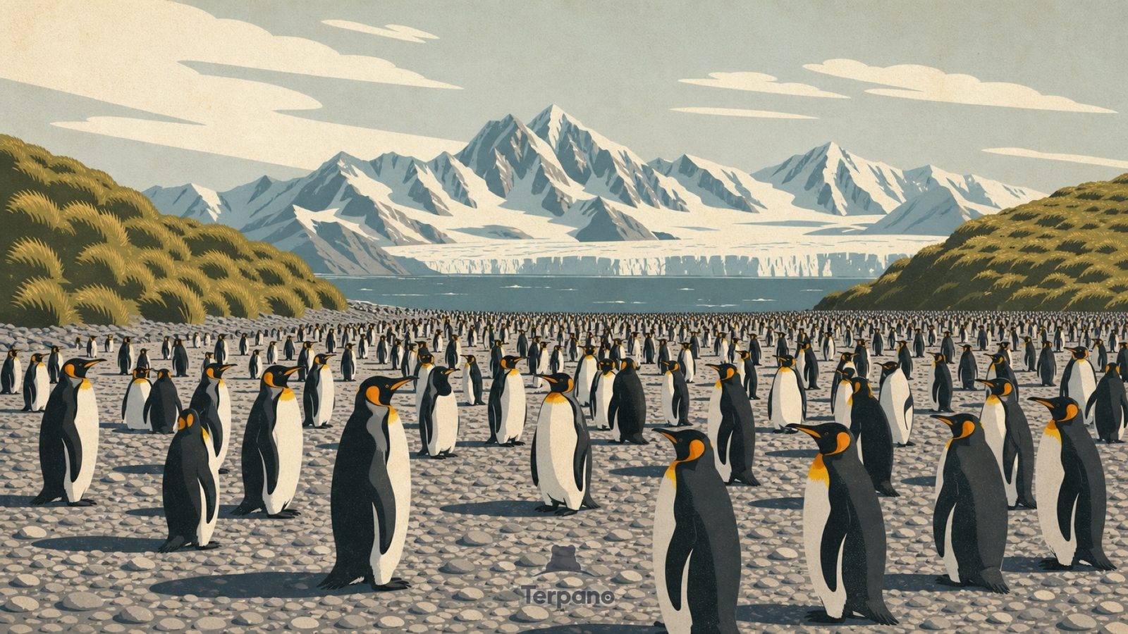 Südgeorgien, Subantarktis — Originalillustration von Südgeorgien, Subantarktis