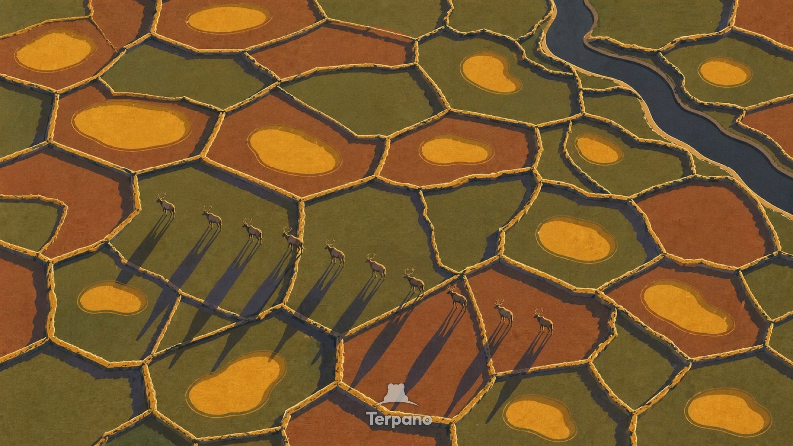 Polygonnetz der Tundra — Originalillustration von North Slope, Alaska