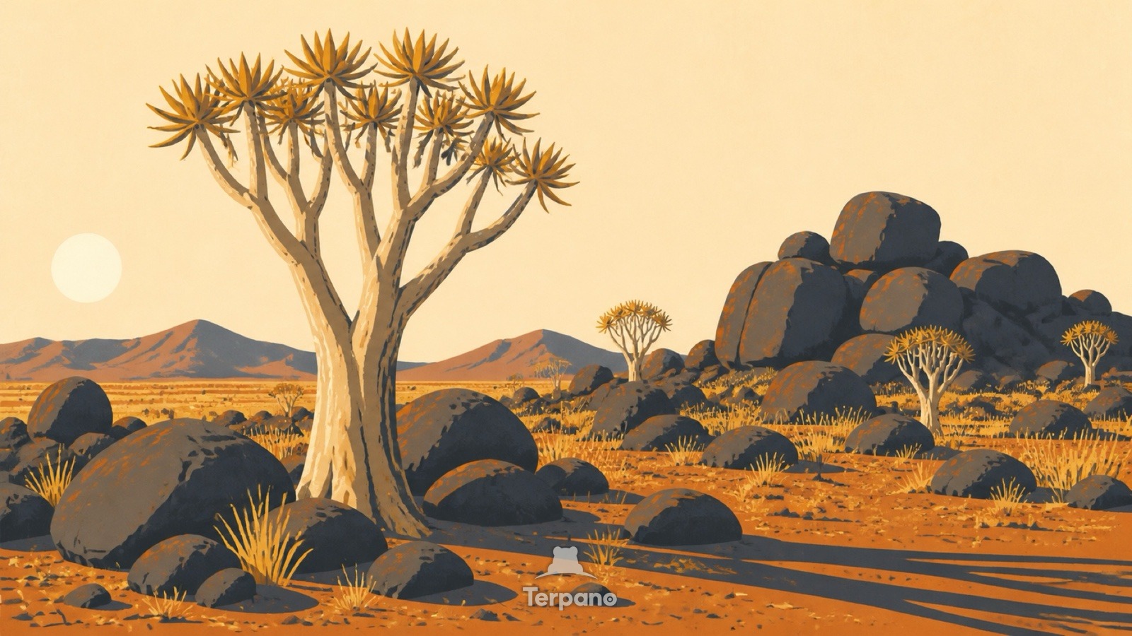 Quiver Tree Rocklands — original illustration of Southern Namibia