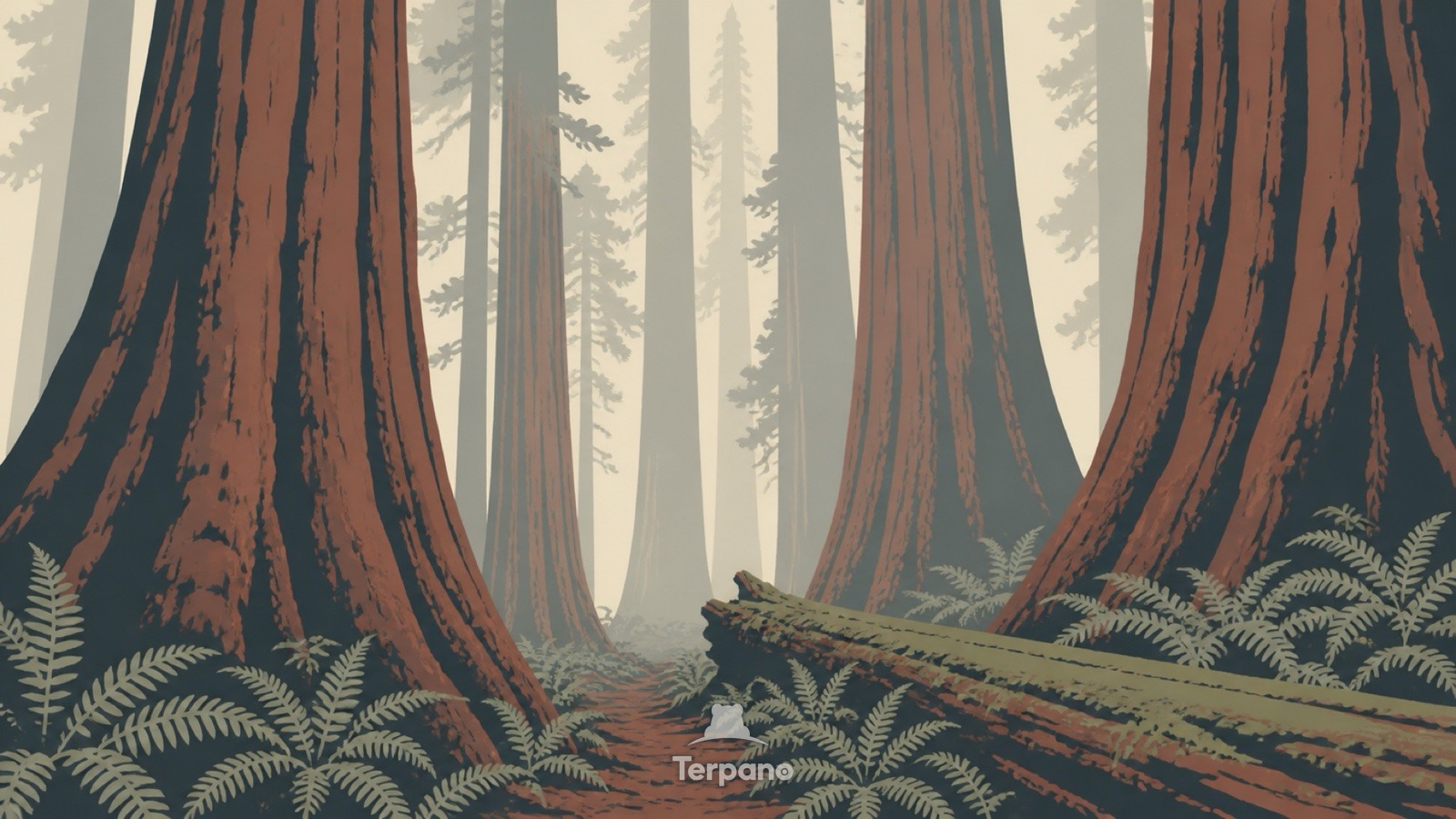 Redwood Fog Forest — original illustration of Northern California Coast, USA
