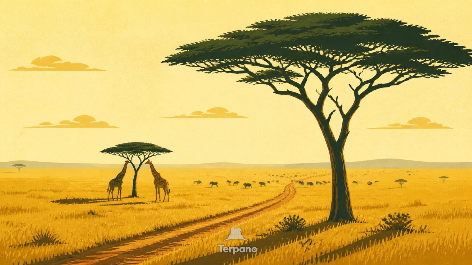 Serengeti Plains, Tanzania — original illustration of Serengeti Plains, Tanzania