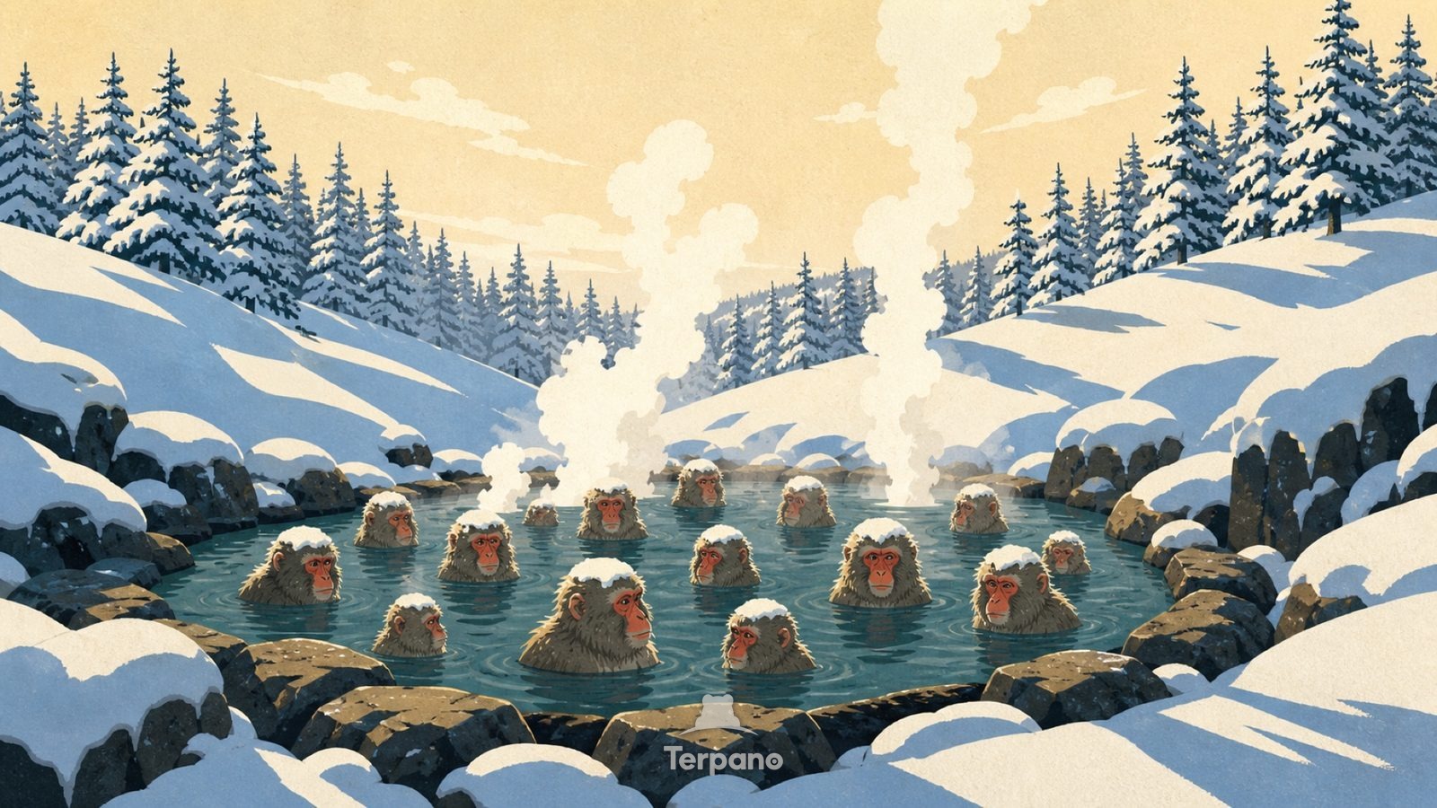 Nagano Mountains, Japan — original illustration of Nagano Mountains, Japan