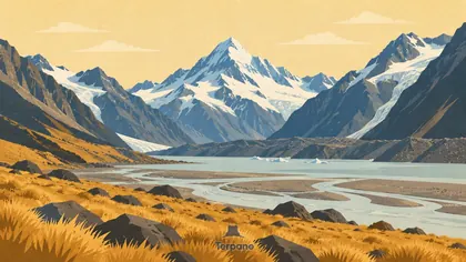 L'Aoraki au-dessus de la vallée glaciaire Hooker