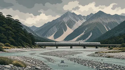 Alpine Train across a Braided River