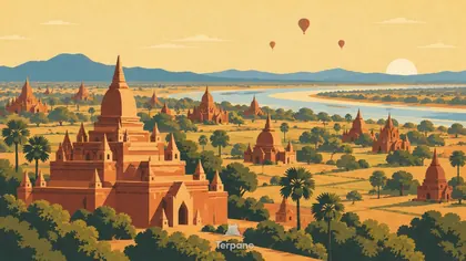 La plaine des temples de Bagan au bord de l'Irrawaddy