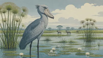 Shoebill in a Papyrus Wetland