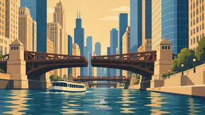 Ponts d'acier dans le canyon fluvial de Chicago