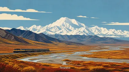 Train across the Alaskan Tundra