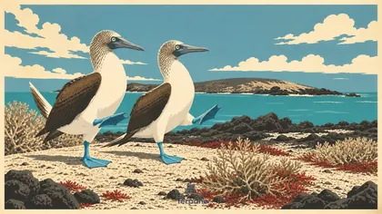 Blue-Footed Boobies on a Dry Island