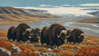 Musk Oxen on Arctic Tundra