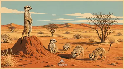 Meerkats at a Desert Burrow