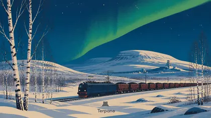 Ore Train under the Northern Lights