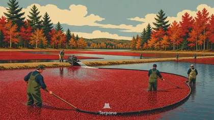 Récolte des canneberges par mise en eau