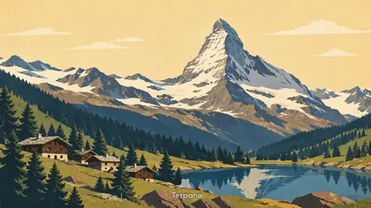 Le Cervin au-dessus des pentes de mélèzes de Zermatt