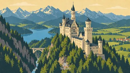 Neuschwanstein au-dessus des lacs de Bavière