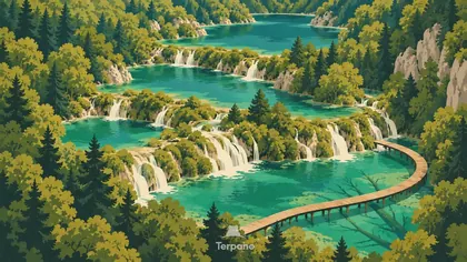 Cascades de tuf reliant les lacs forestiers de Plitvice