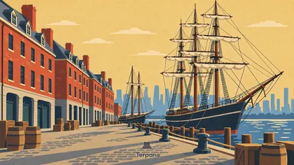 Tall Ships beside Old Brick Warehouses