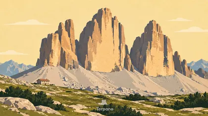 Les Tre Cime au-dessus des éboulis dolomitiques