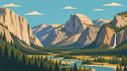 Half Dome au-dessus de la vallée glaciaire de Yosemite