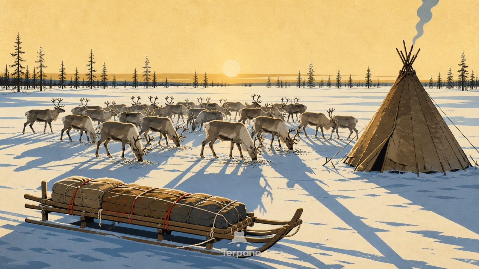 Western Siberia, Russia — original illustration of Western Siberia, Russia