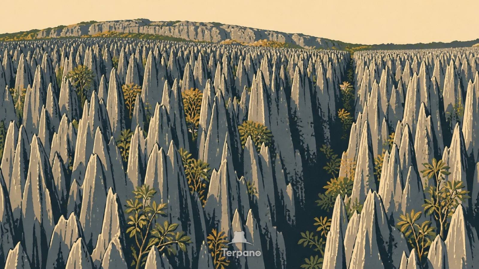 Klingen-Karstwald — Originalillustration von Karst Westmadagaskars